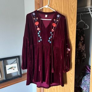 Burgundy velvet dress